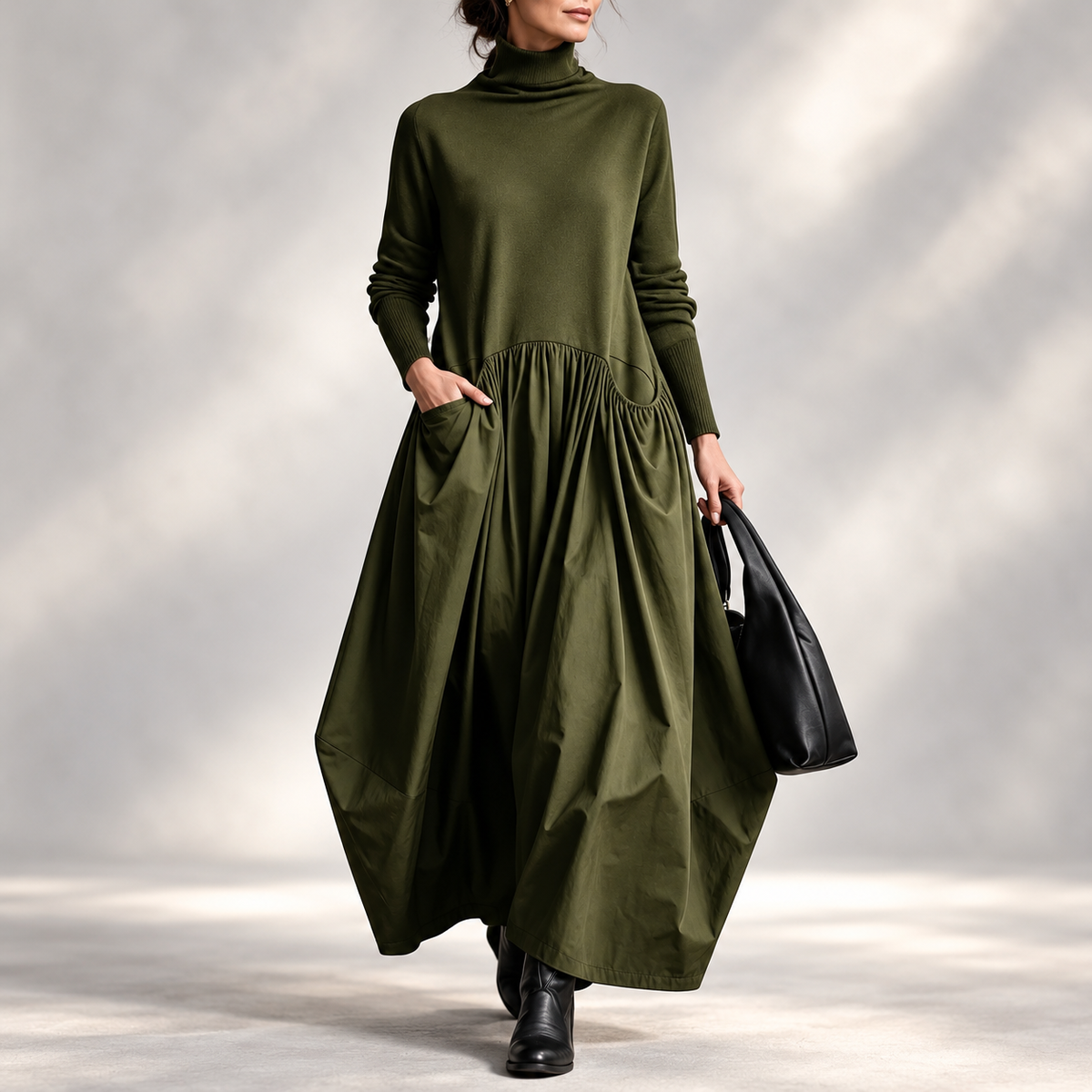 Elspeth | Elegant High Neck Maxi Dress