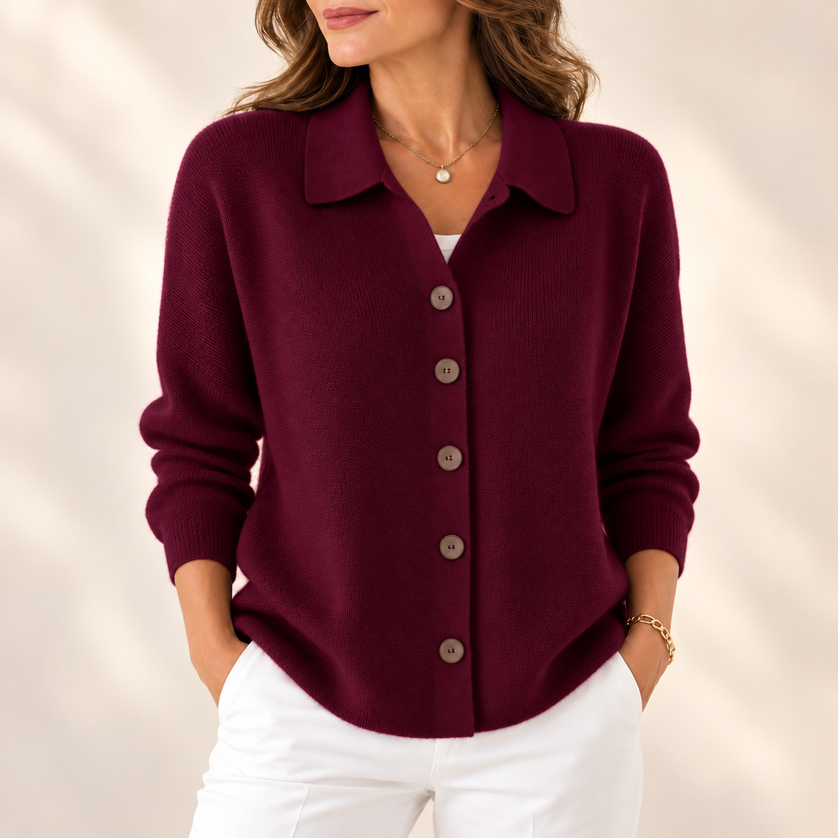 Florence | Elegant Collared Button Knit Cardigan
