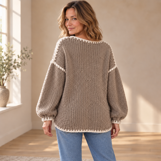 Rosalie | Contrast-Stitch Knitted Jumper