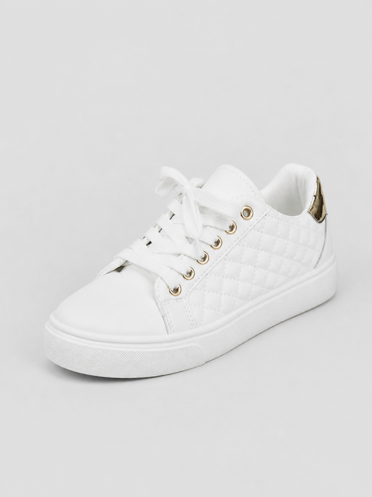 Women’s Comfort Trainers – Quilted Leather Look Shoes