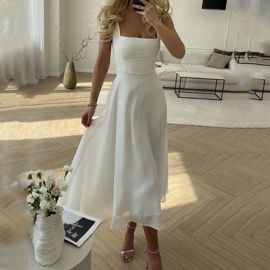 Hannah | Women's Wedding Guest Elegant Square Midi Dress