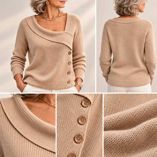 Mabel | Elegant Asymmetric Button Detail Jumper