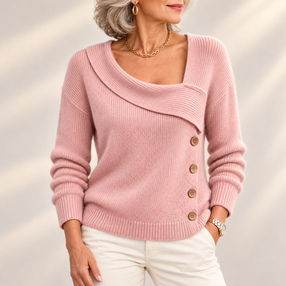 Mabel | Elegant Asymmetric Button Detail Jumper
