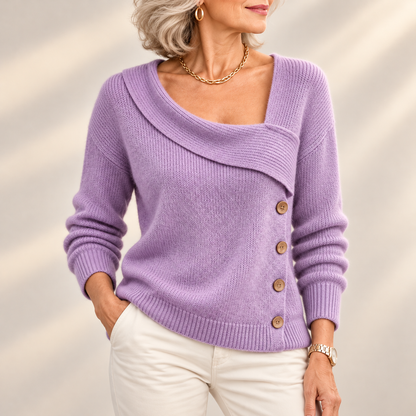 Mabel | Elegant Asymmetric Button Detail Jumper