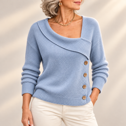 Mabel | Elegant Asymmetric Button Detail Jumper