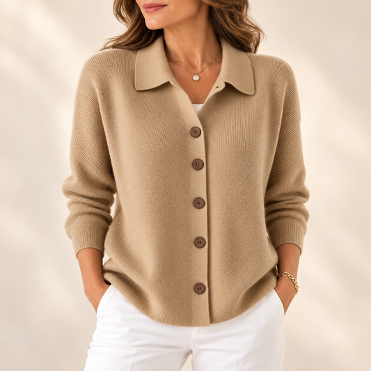 Florence | Elegant Collared Button Knit Cardigan