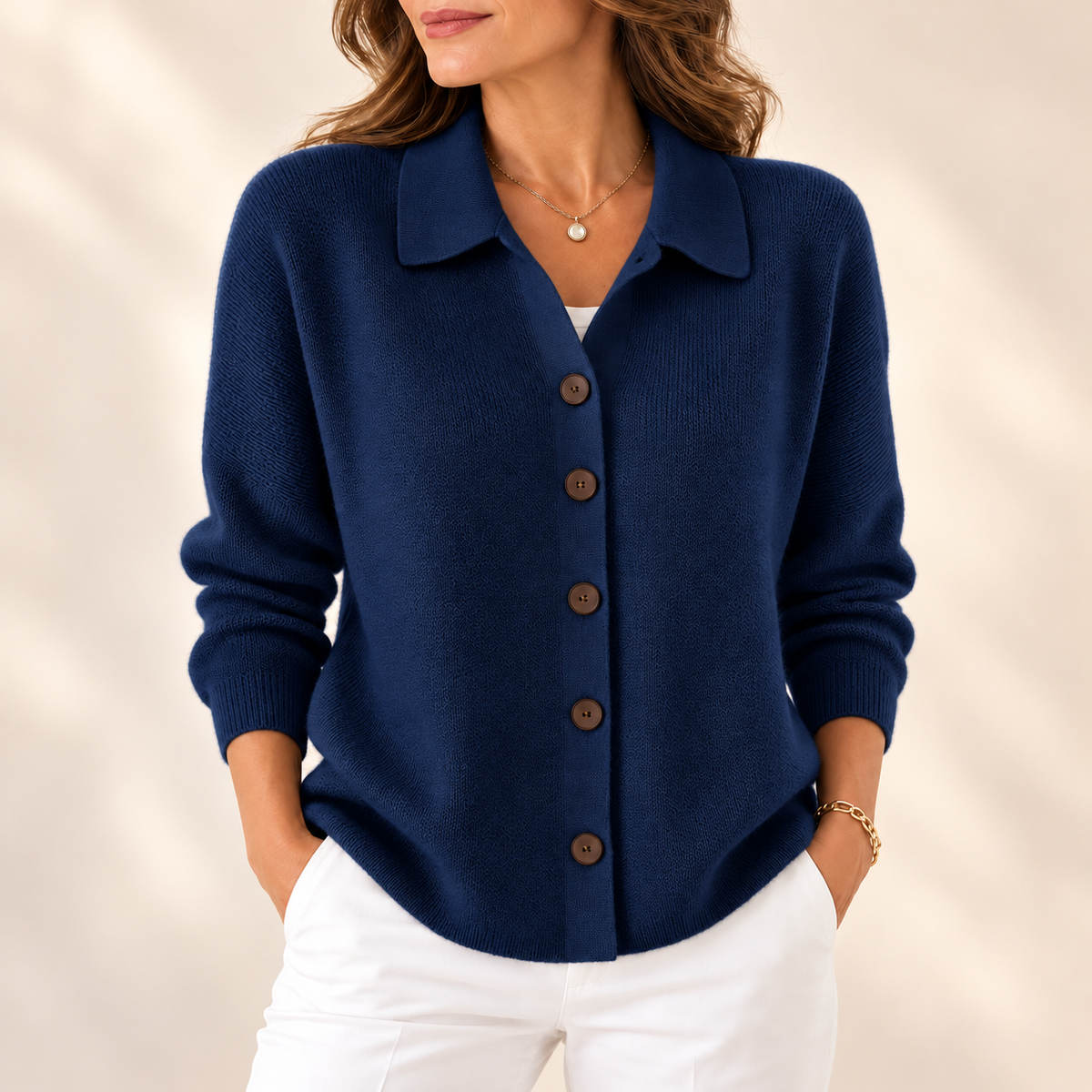 Florence | Elegant Collared Button Knit Cardigan