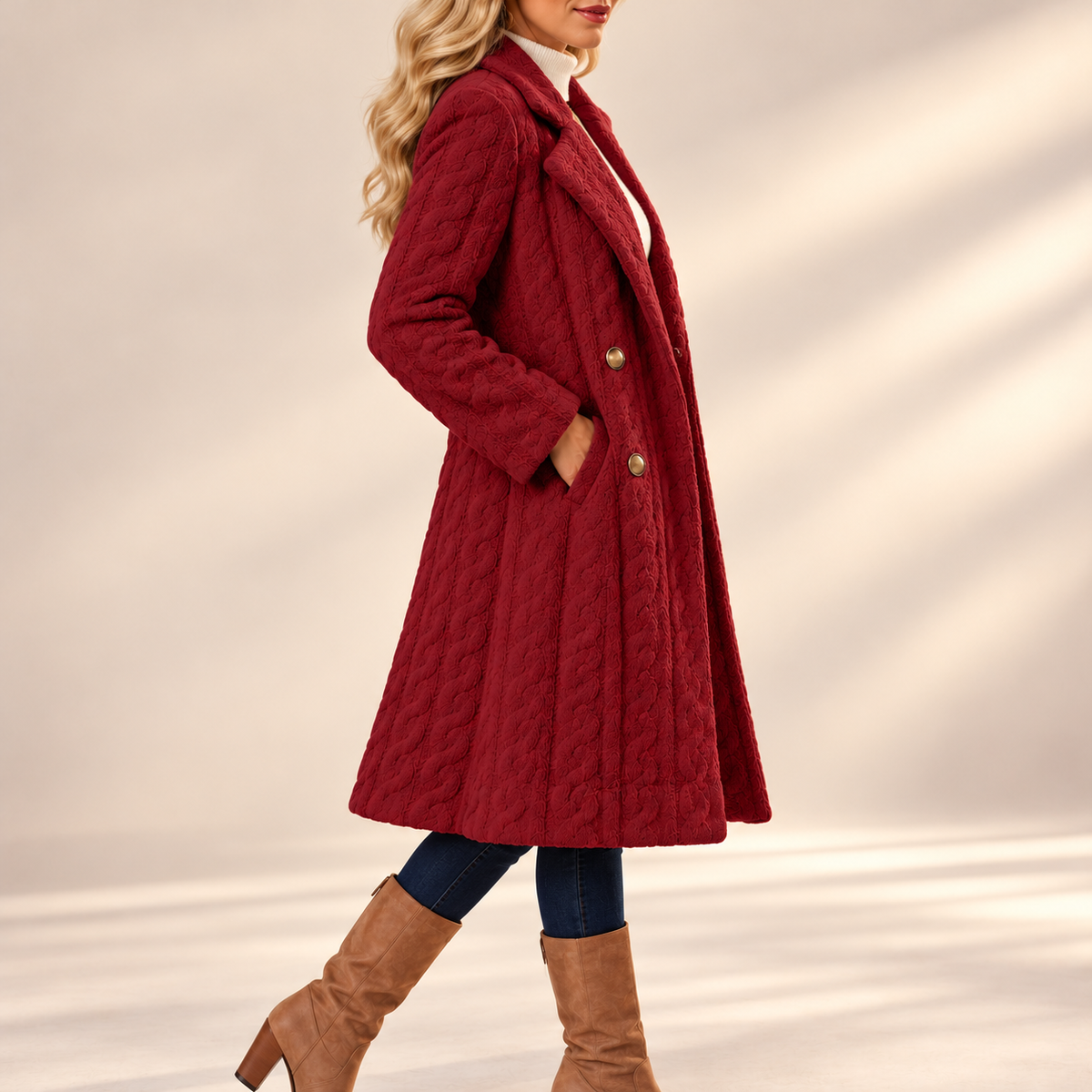 Edith | Elegant Textured Button Coat