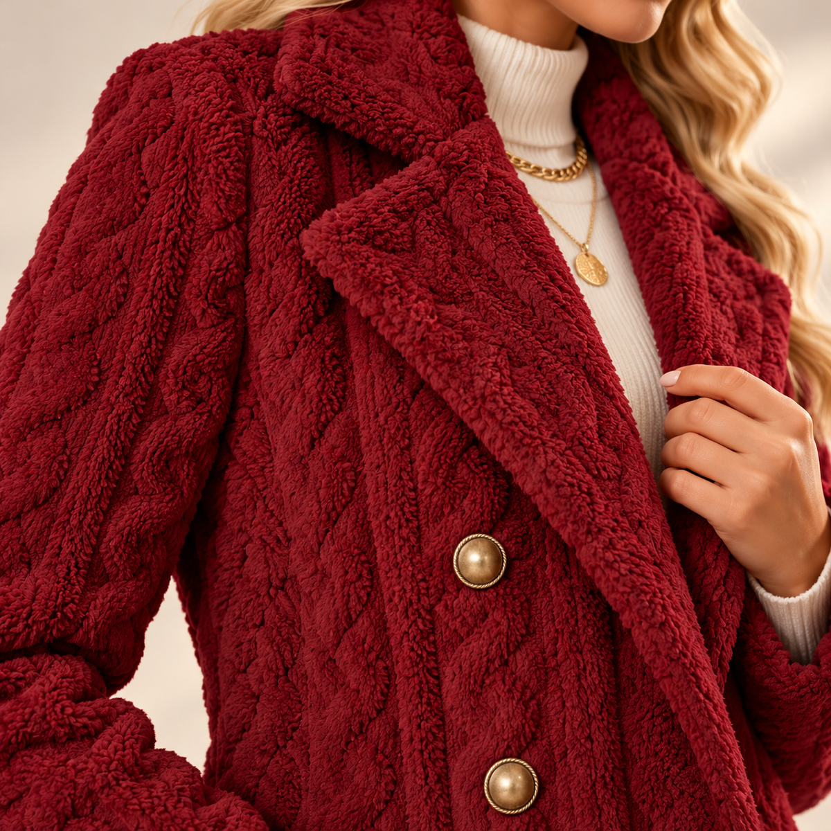 Edith | Elegant Textured Button Coat