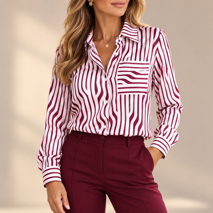 Dorothy | Elegant Striped Button Blouse