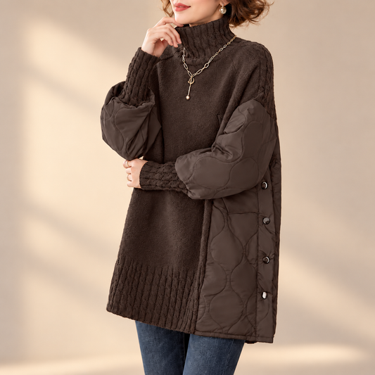 Winifred | Elegant Quilted Detail High Neck Jumper