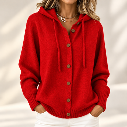 Rosalind | Elegant Hooded Button-Up Knitted Cardigan
