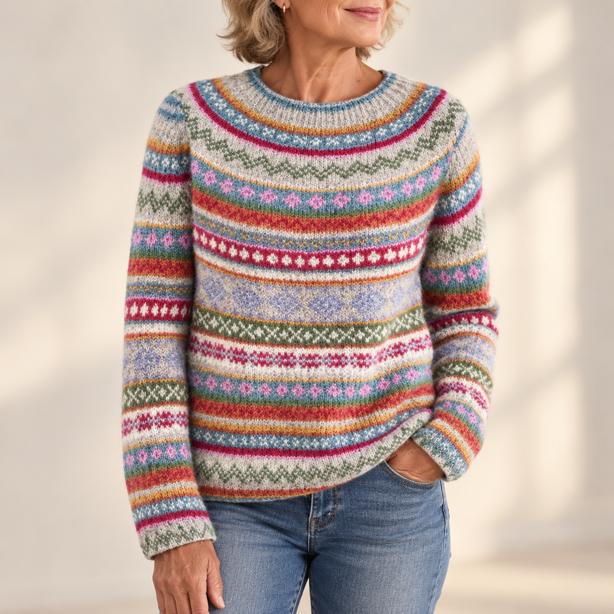 Mabel | Cosy Patterned Knitted Jumper