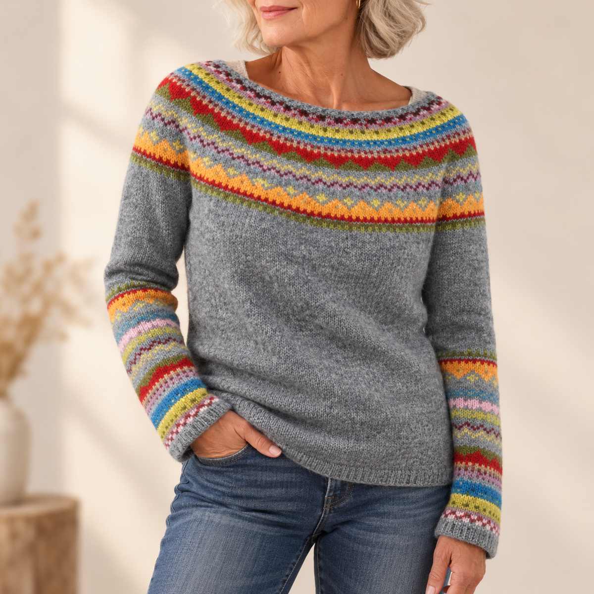 Mabel | Cosy Patterned Knitted Jumper