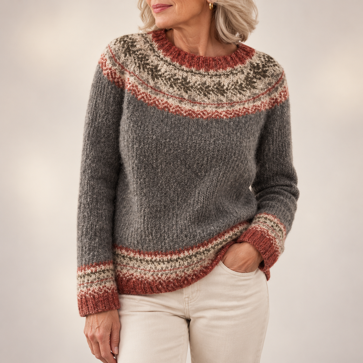 Mabel | Cosy Patterned Knitted Jumper