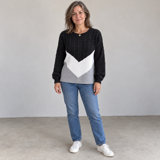 Harriet | Colour-Block Round Neck Jumper