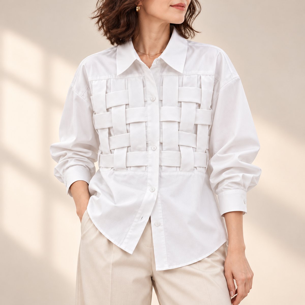 Adeline | Elegant Woven Detail Blouse