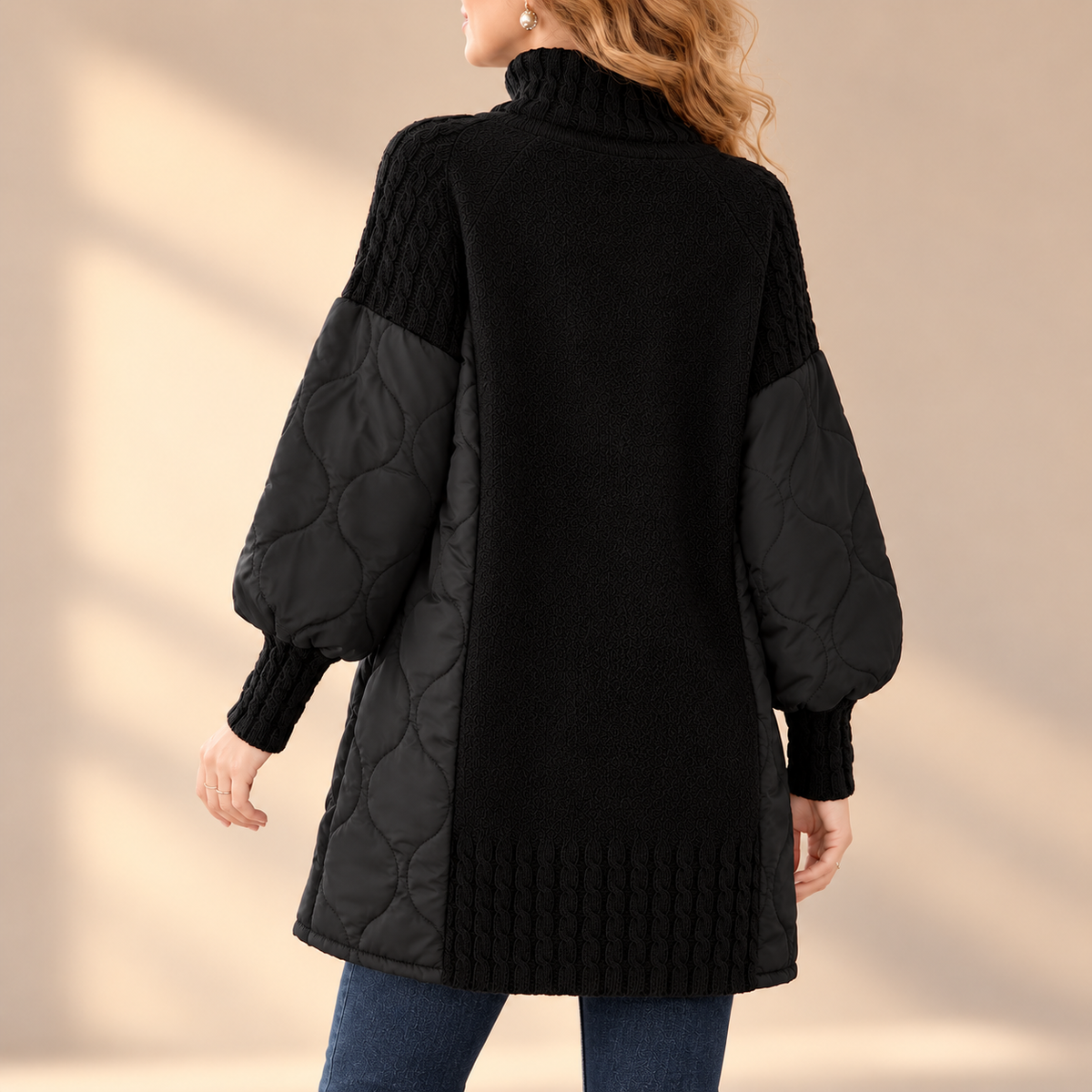 Winifred | Elegant Quilted Detail High Neck Jumper