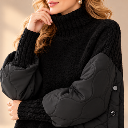 Winifred | Elegant Quilted Detail High Neck Jumper