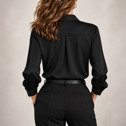 Vivienne | Elegant Satin-Look Long Sleeve Blouse