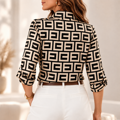 Beatrix | Elegant Printed Button-Up Blouse