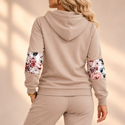 Marianne | Elegant Floral Panel Hooded Jumper
