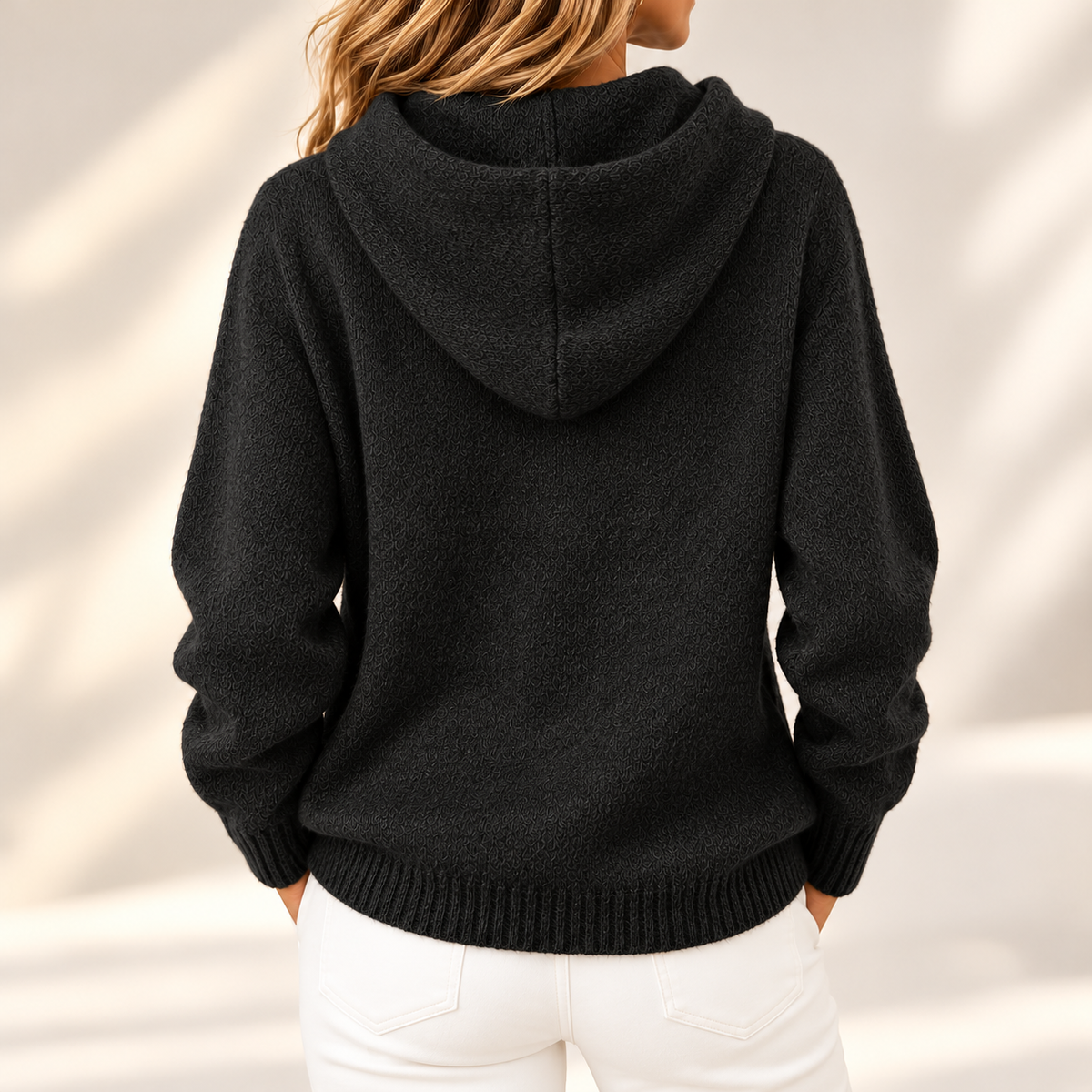 Rosalind | Elegant Hooded Button-Up Knitted Cardigan