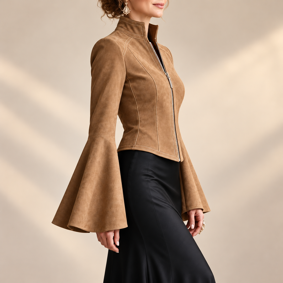 Isadora | Elegant Suede Flared Sleeve Jacket