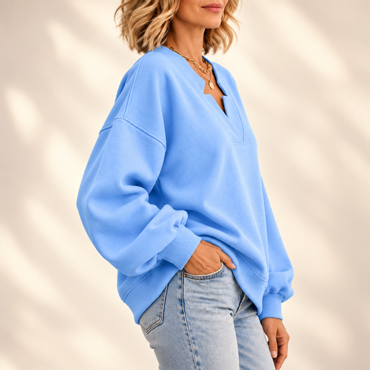 Audrey | Elegant Notch Neck Balloon Sleeve Jumper