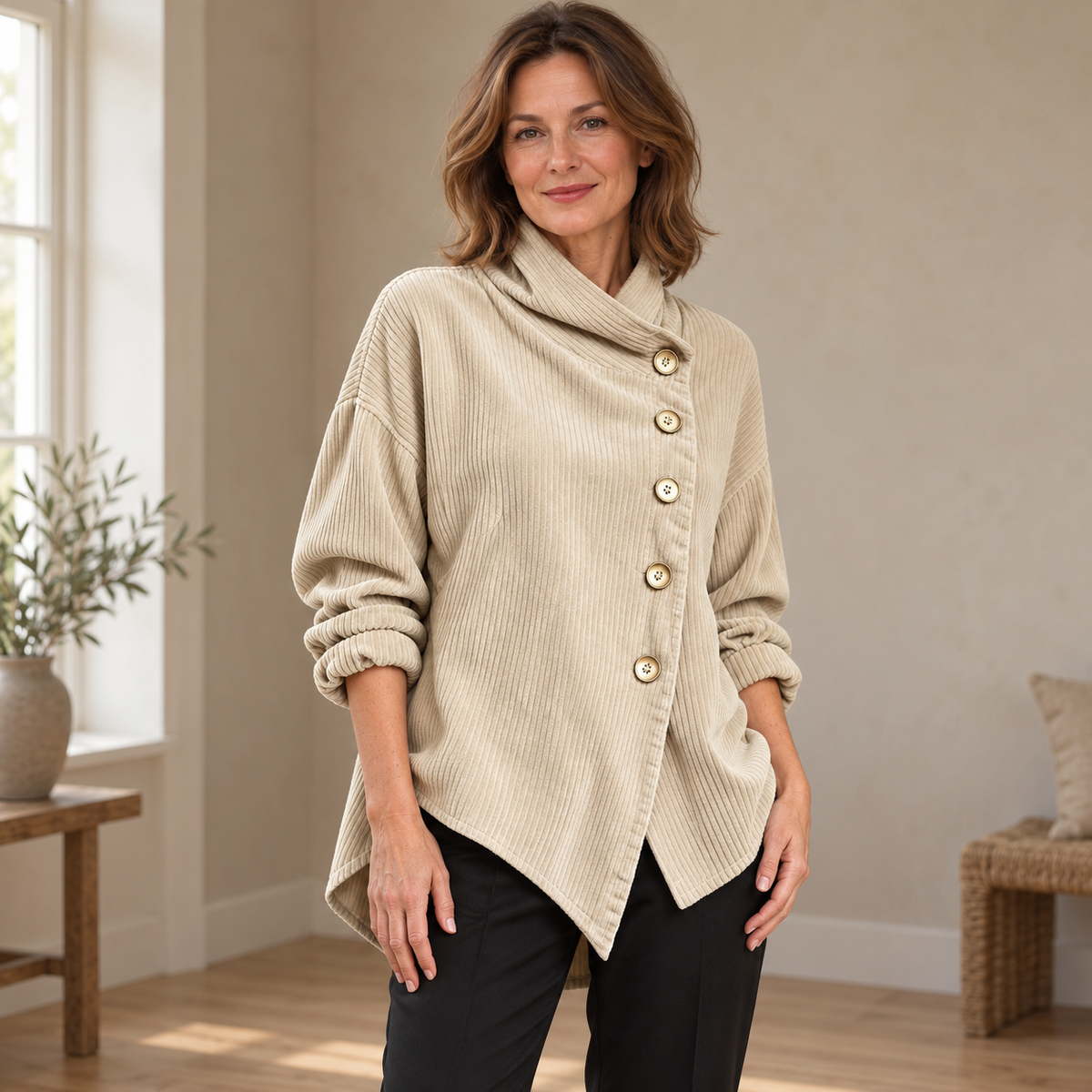 Elodie | Ribbed Button-Front Cardigan