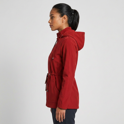 Qing - Casual Drawstring Waist Zip-Up Hooded Jacket
