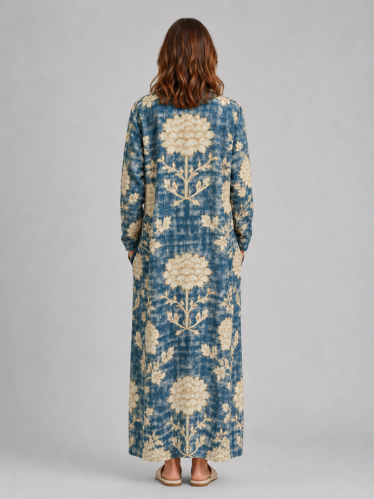 Women's Linen Look Midi Dress with Pockets – Flattering Relaxed Fit