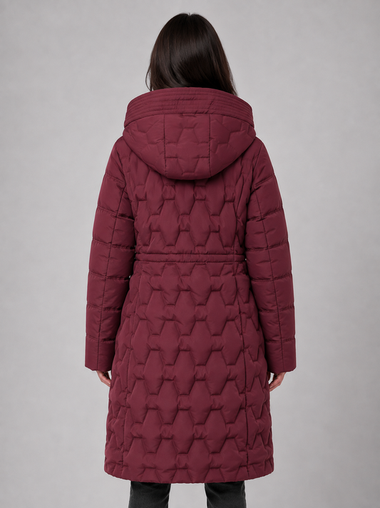 Women’s Long Puffer Coat – Hooded Quilted Winter Jacket