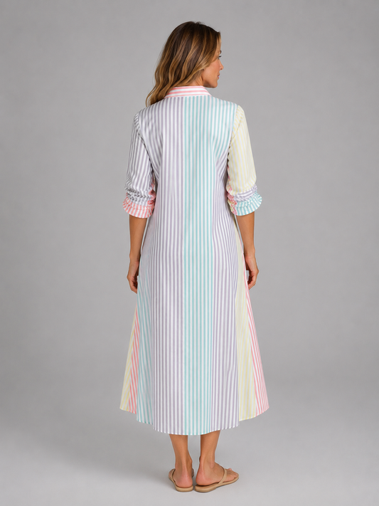 Women's Striped Shirt Maxi Dress – Flattering Relaxed Fit