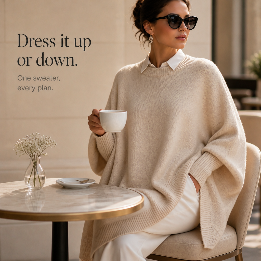 Beatrice | Oversized Knit Poncho Jumper