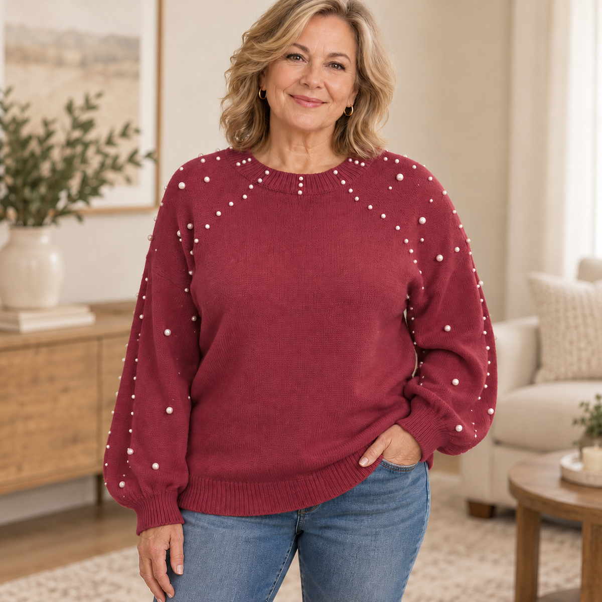 Eleanor | Pearl-Detail Knitted Jumper