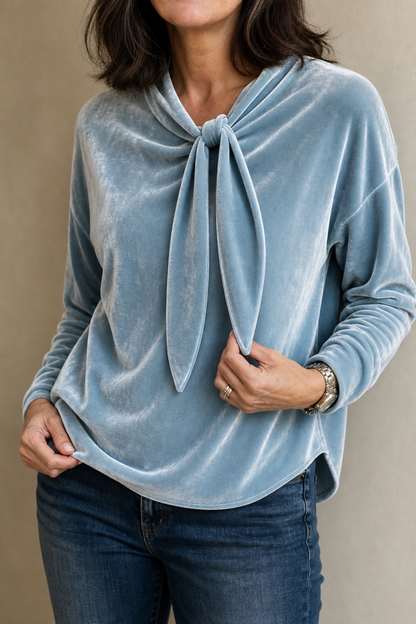 Florence | Velvet Tie-Neck Top