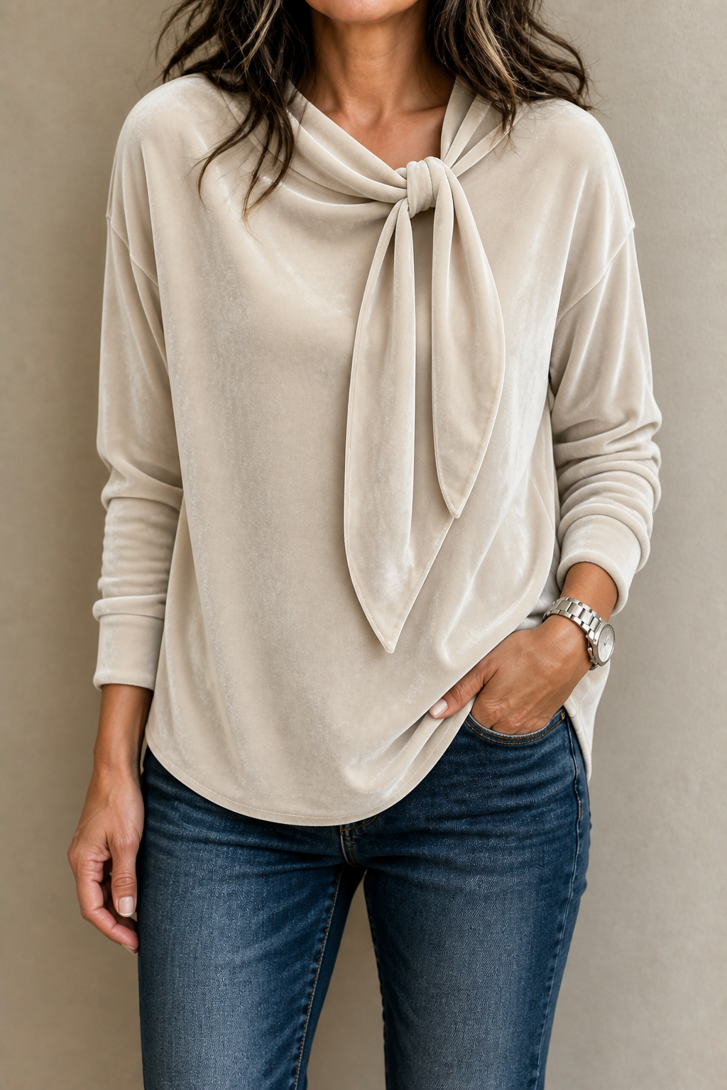 Florence | Velvet Tie-Neck Top