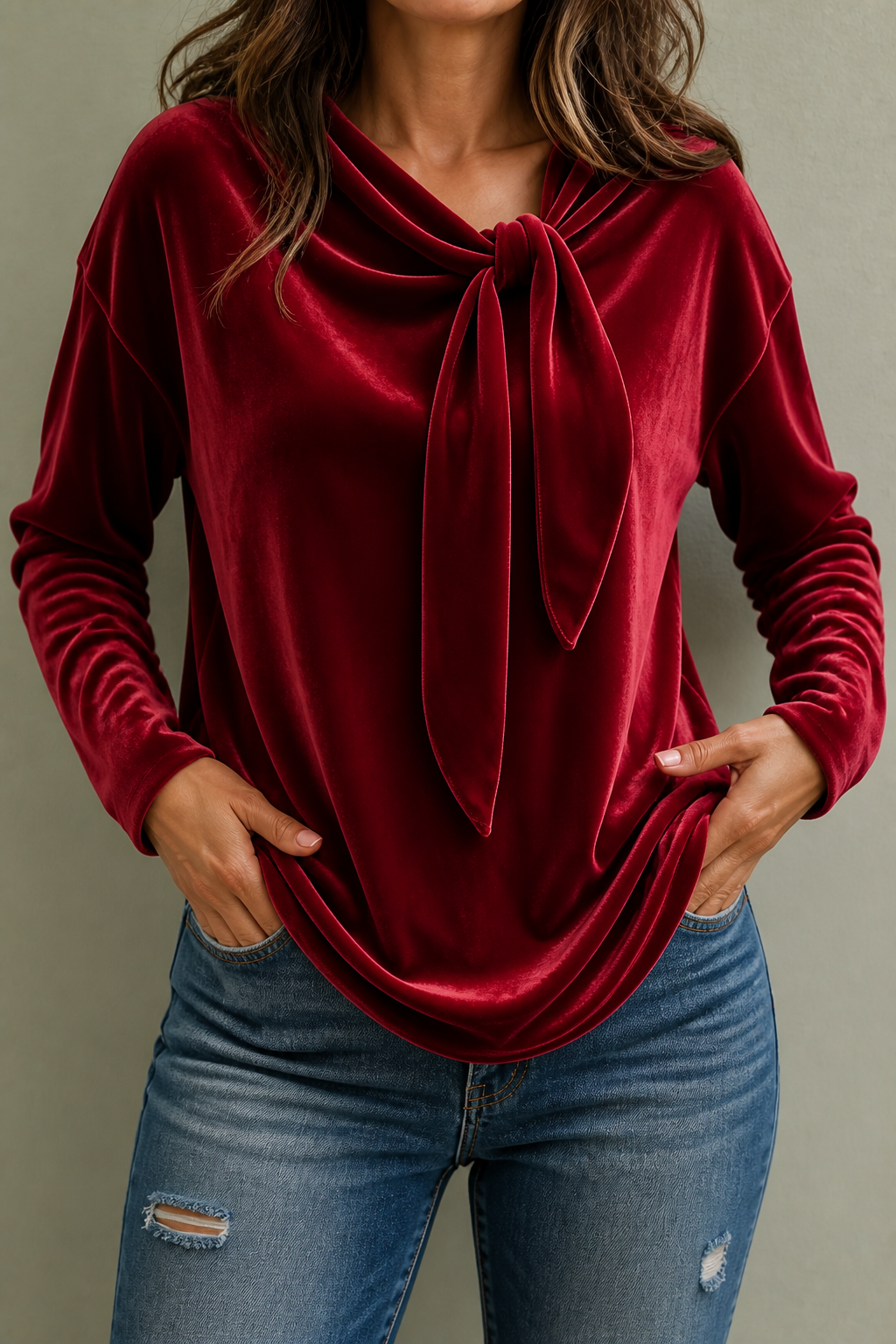 Florence | Velvet Tie-Neck Top