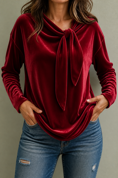 Florence | Velvet Tie-Neck Top