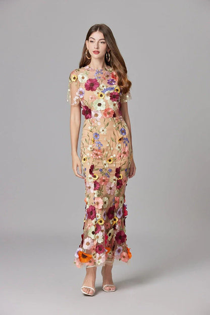 Scarlett | Women's Floral Applique Sleeveless Maxi Dress